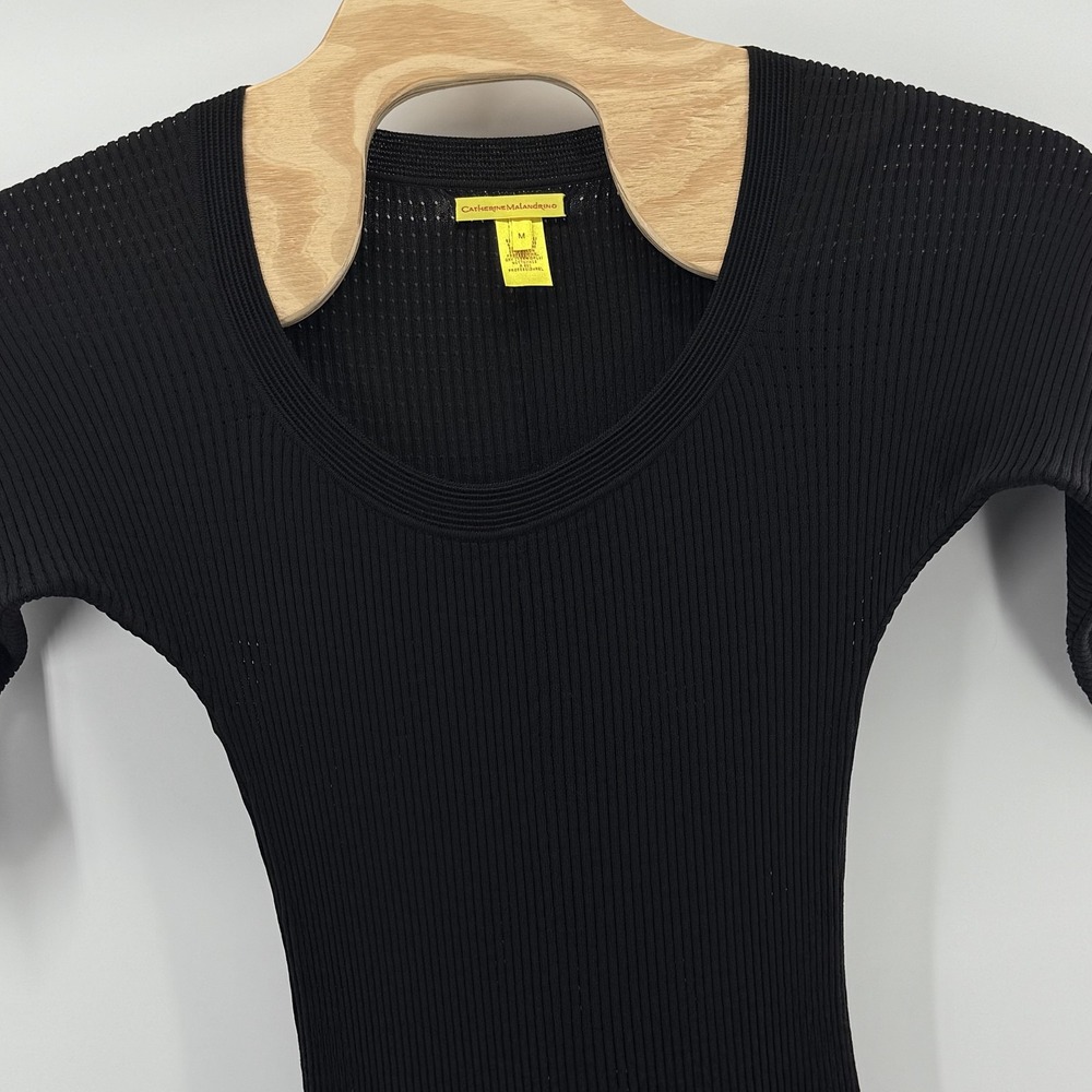 Catherine Malandrino Dress Womens Medium Ribbed Knit Scoop Neck Half Sleeve